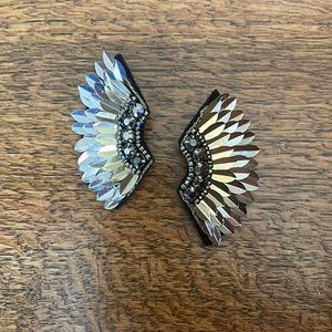 silver and gold wing earrings